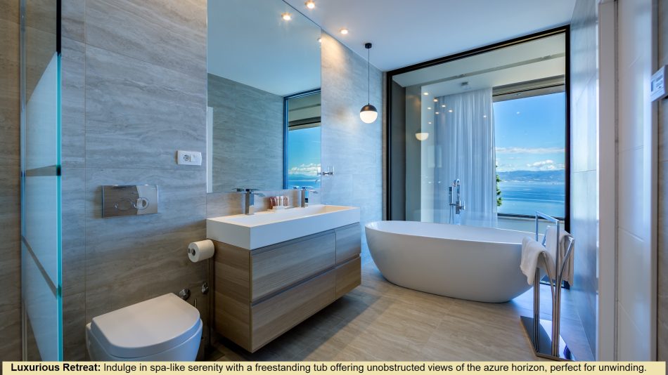 En-suite Bathroom with Freestanding Bathtub with Amazin Panoramic Sea Views
